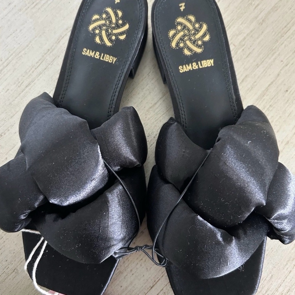 Sam & Libby Women's Kendall Knotted Upper Slide Sandal Black Size 7 NEW